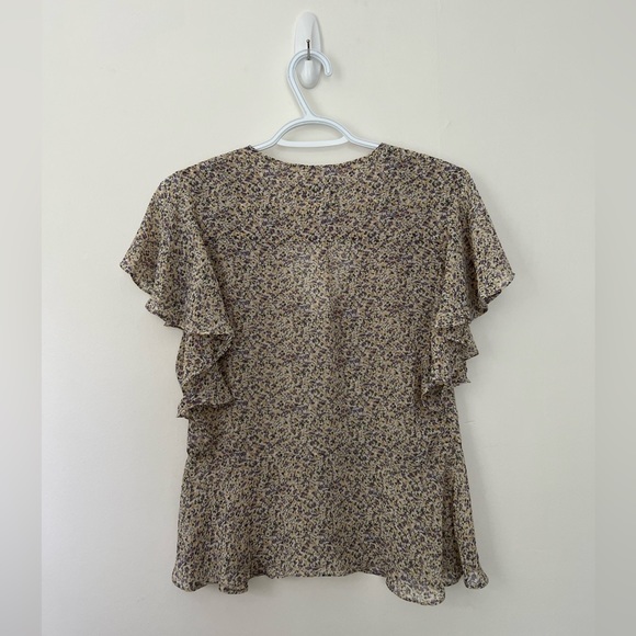 Floral Short Sleeve Sheer Blouse - Picture 2 of 2